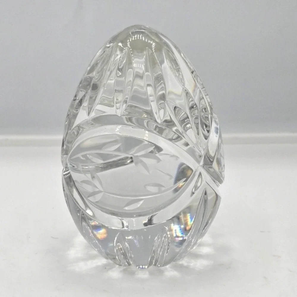 Vintage Gorham Hand Cut Full Lead Crystal Egg Paperweight Poland 3.5